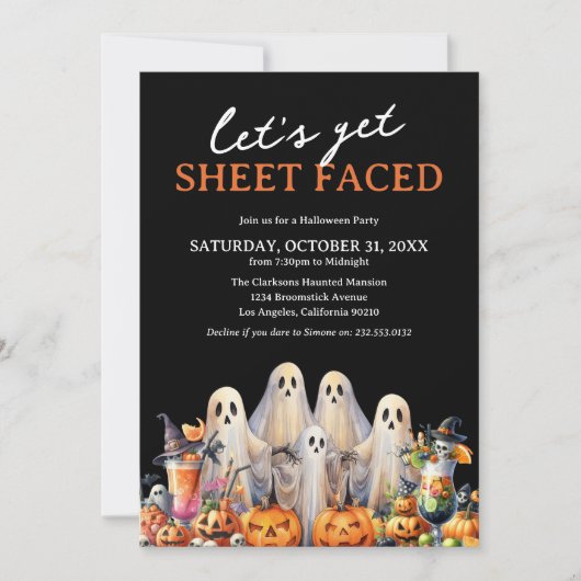 Lassen Sie uns das erwachsene Halloween-Party in F Einladung (Vorderseite)