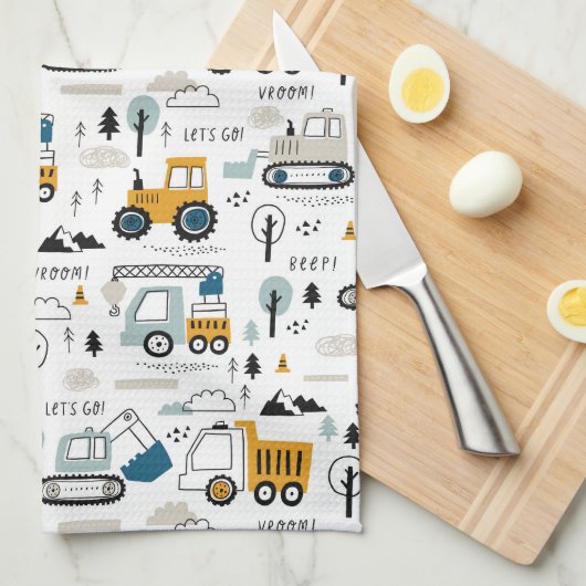 Lassen Sie uns das Fahrzeugmuster verschieben Geschirrtuch (Viertel Falte)