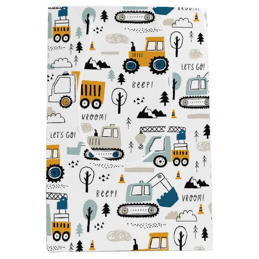 Lassen Sie uns das Fahrzeugmuster verschieben Mittlere Geschenktüte (Vorderseite)