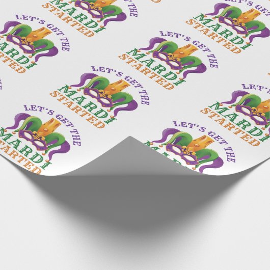 Lassen Sie uns das Mardi Started Mardi Gras Party Geschenkpapier (Ecke)