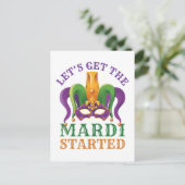 Lassen Sie uns das Mardi Started Mardi Gras Party  Postkarte (Stehend Vorderseite)
