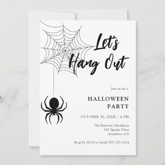 Lassen Sie uns das Script Spider Web Halloween-Par Einladung (Vorderseite)