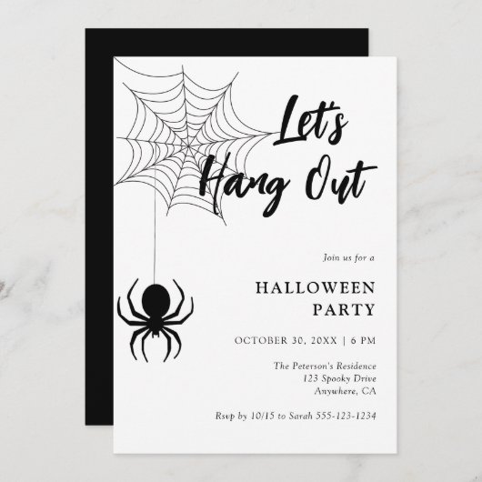 Lassen Sie uns das Script Spider Web Halloween-Par Einladung (Vorne/Hinten)