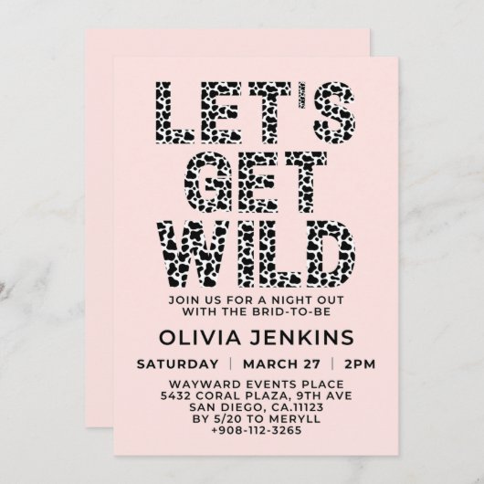 Lassen Sie uns den Junggeselinnen-Abschied "Wild A Einladung (Vorne/Hinten)