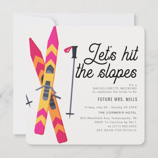 Lassen Sie uns den Winter-Ski-Junggeselinnen-Absch Einladung (Vorderseite)