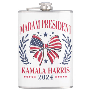 Lassen Sie uns die Arbeit Kamala Harris 2024 absch Flachmann