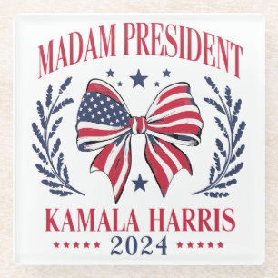 Lassen Sie uns die Arbeit Kamala Harris 2024 absch Glasuntersetzer