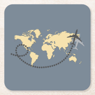 Lassen Sie uns die Illustration der Welt bereisen Rechteckiger Pappuntersetzer