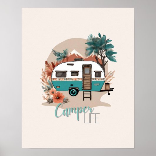 Lassen Sie uns ein Abenteuer Boho Camper Print Poster (Vorne)