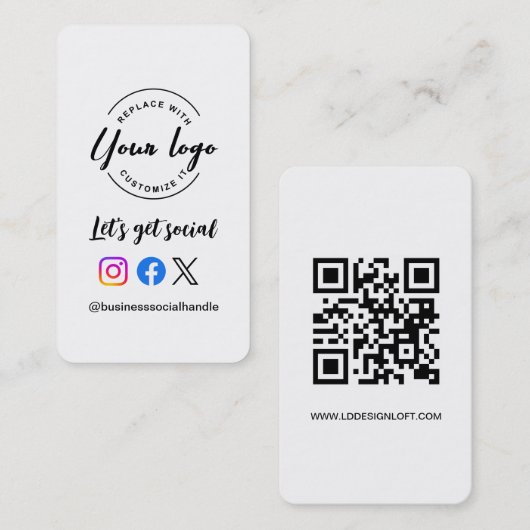Lassen Sie uns ein Social-Media-QR-Code-Website-Lo Visitenkarte (Vorne/Hinten)