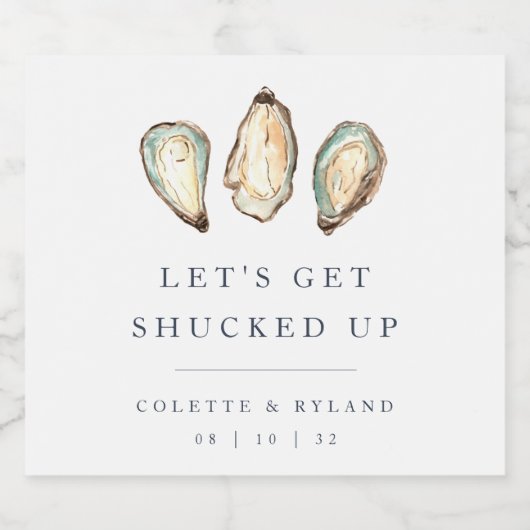 Lassen Sie uns erwischen | Coastal Oyster Wedding Alkoholflaschenetikett (Einzelnes Label)