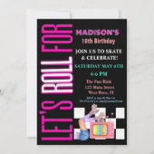 Lassen Sie uns für Roller Skate Glow Party rollen Einladung (Vorderseite)