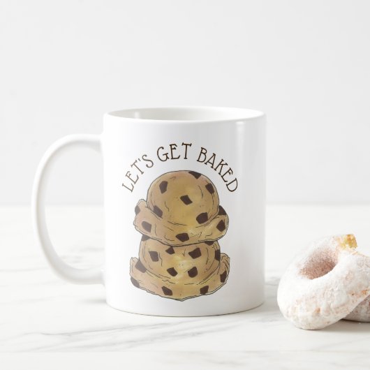 Lassen Sie uns gebackene Schokolade Chip Keks Teig Kaffeetasse (Mit Donut)