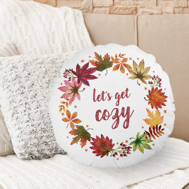Lassen Sie uns gemütliche Herbst-Herbstlaub ernten Rundes Kissen