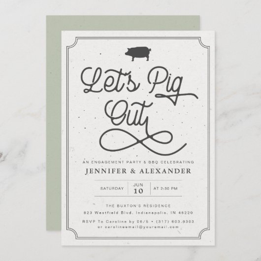 Lassen Sie uns Grün ausblenden Ich tue GRILLEN Eng Einladung (Vorne/Hinten)