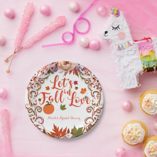 Lassen Sie uns in der Liebe Herbst blühendes BRAUT Pappteller (Party)