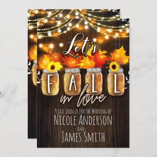 Lassen Sie uns in der Liebe Herbstblätter & Lichte Einladung (Vorne/Hinten)