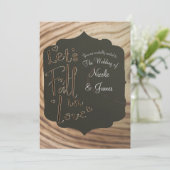 Lassen Sie uns in der Liebe Rustikale Holz Minimal Einladung (Stehend Vorderseite)