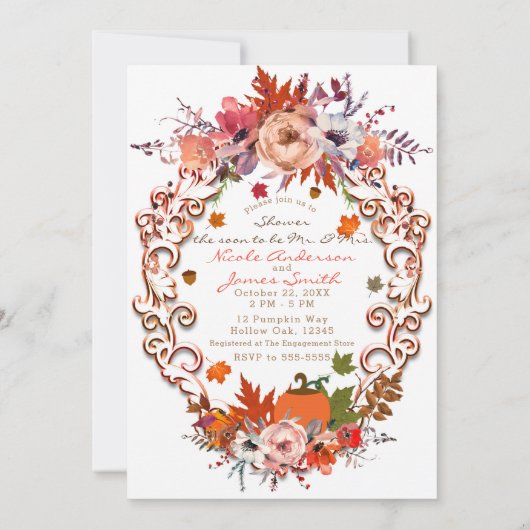 Lassen Sie uns in Liebe Herbst VERLOBUNG-DUSCHE Einladung (Rückseite)