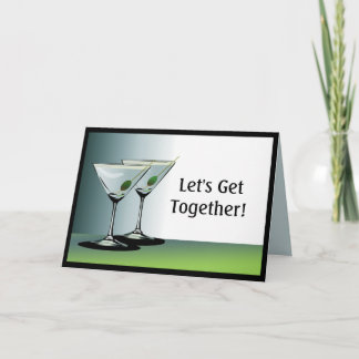 Lassen Sie uns Martini-Cocktails-Grußkarte zusamme Karte