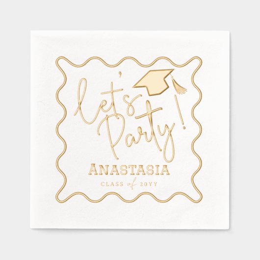 Lassen Sie uns Party Script Fun Grad Cap Graduatio Servietten Mit Folie (Vorderseite)