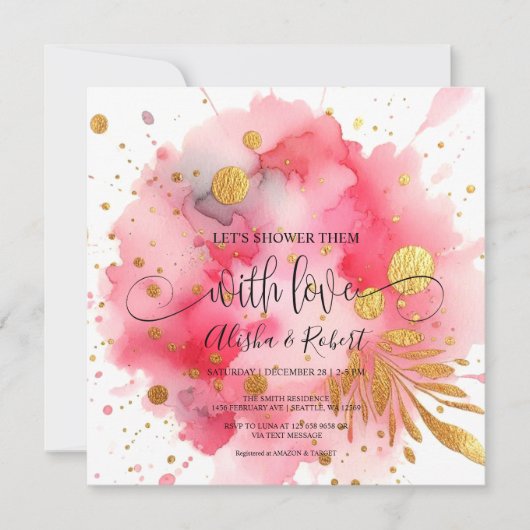 Lassen Sie uns sie duschen mit Liebe Paare Dusche Einladung (Vorderseite)