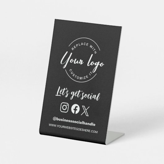 Lassen Sie uns soziale Custom Logo Social Handle W Sockelschild (Vorderseite)