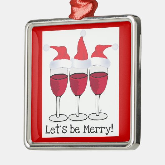 "LASSEN SIE US FRÖHLICHE" ROTWEIN-GLÄSER MIT SILBERNES ORNAMENT (Links)
