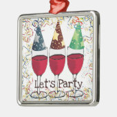 LASSEN SIE US-PARTY-ROTWEIN-PARTY-HUT-DRUCK SILBERNES ORNAMENT (Links)