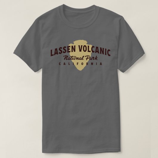 Lassen-Volcanal-Nationalpark Arched Text Brown T-Shirt (Design vorne)