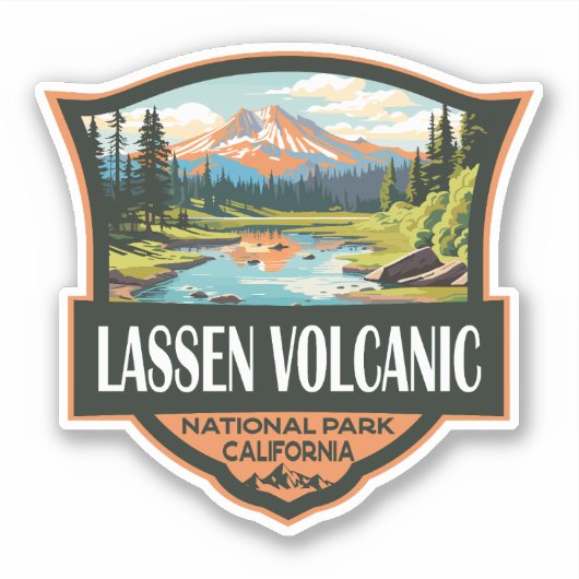 Lassen-Volcanic National Park Illustration Travel Aufkleber (Vorderseite)