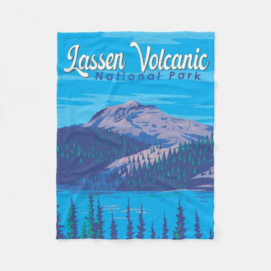 Lassen-Volcanic National Park Illustration Travel Fleecedecke (Vorderseite)