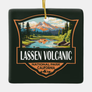 Lassen-Volcanic National Park Illustration Travel Keramikornament