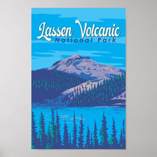 Lassen-Volcanic National Park Illustration Travel Poster (Vorne)