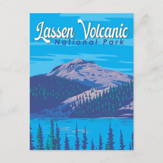 Lassen-Volcanic National Park Illustration Travel Postkarte (Vorderseite)