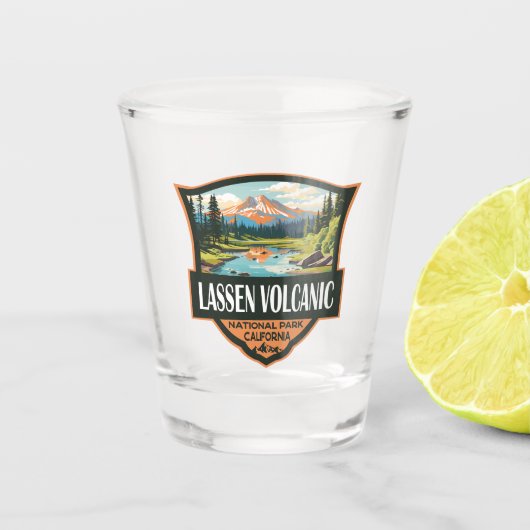 Lassen-Volcanic National Park Illustration Travel Schnapsglas (Vorderseite)
