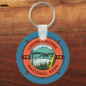 Lassen Volcanic National Park Retro Compass Emblem Schlüsselanhänger (Vorderseite)