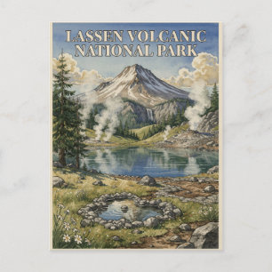 Lassen Volcanic National Park Vintage Reise Postkarte