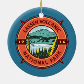 Lassen-Volcanic-Nationalpark Retro-Kompass-Emblem Keramik Ornament (Hinten)