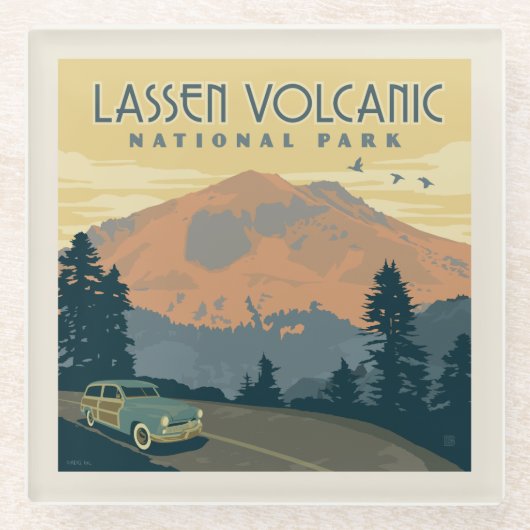 Lassen-Volcanic-Nationalpark | Straßenfahrt Glasuntersetzer (Vorderseite)