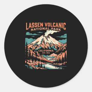 Lassen-Vulkane vintage Nationalpark-Abenteuer Runder Aufkleber