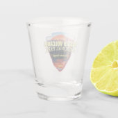 Lassen vulkanisch (Pfeilspitzen) Schnapsglas (Rückseite)