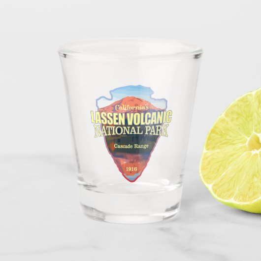 Lassen vulkanisch (Pfeilspitzen) Schnapsglas (Vorderseite)