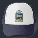 Lassen Vulkanischer Nationalpark California Vintag Truckerkappe<br><div class="desc">Lassen Sie vulkanische Vektorgrafiken in einem Fenster Stil Design. Der Park ist reich an hydrothermalen Stätten wie Bumpass Hell,  mit seinen Hektar von sprudelnden Schlammkochtöpfen.</div>