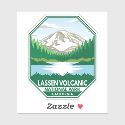 Lassen-Vulkanischer Nationalpark Minimal Retro Emb Aufkleber (Blatt)