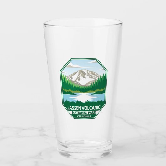 Lassen-Vulkanischer Nationalpark Minimal Retro Emb Glas (Vorderseite)