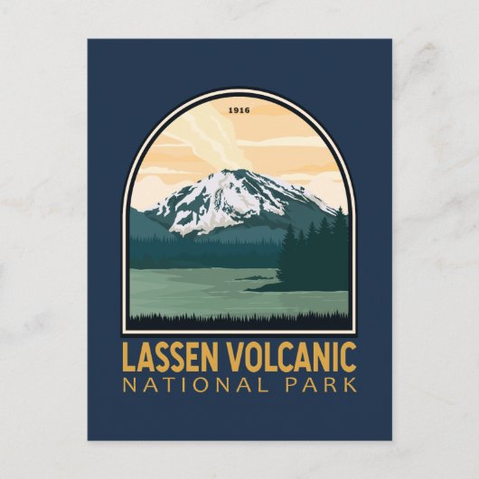 Lassen-Vulkanischer Nationalpark Vintages Emblem Postkarte (Vorderseite)