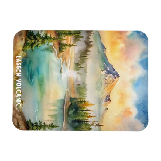 Lassen Vulkanischer Nationalpark Wasserfarbenmaler Magnet (Horizontal)