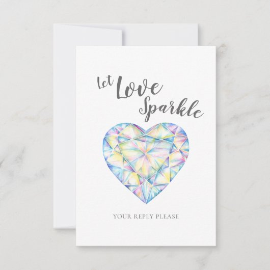Lassend Liebe glänzen Diamond Wedding Aquarell RSVP Karte (Vorderseite)