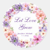 lassend Liebe wachsen Wasserfarbenfeder-Trauung Runder Aufkleber (Vorderseite)